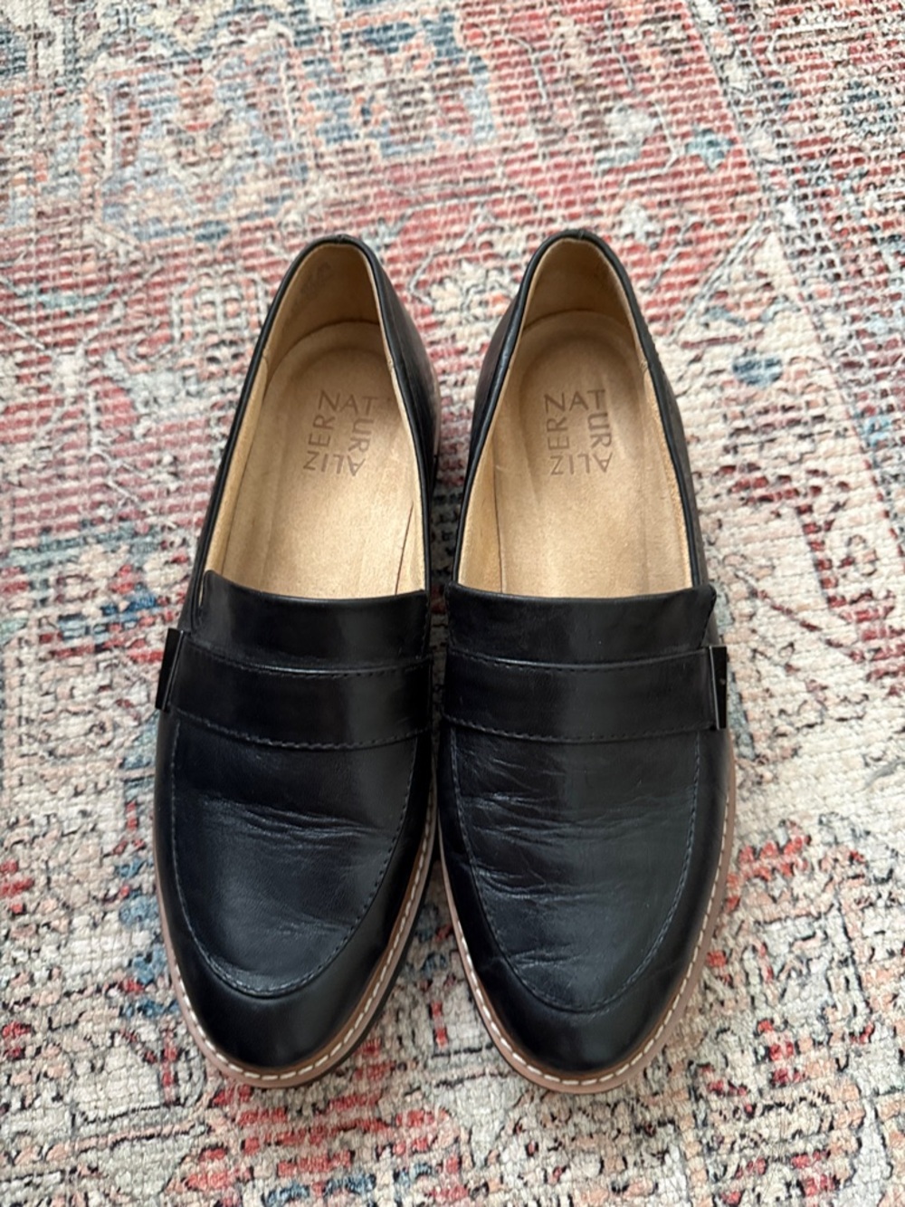 Naturalizer Black Leather Penny Slip-On Loafers